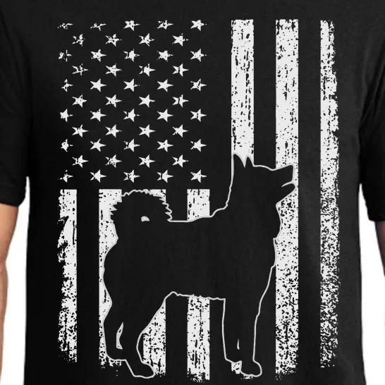 Retro Siberian Husky American Flag Dog Dad Dog Mom Pajama Set