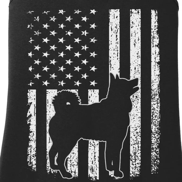 Retro Siberian Husky American Flag Dog Dad Dog Mom Ladies Essential Tank