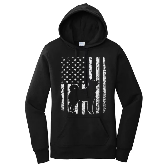 Retro Siberian Husky American Flag Dog Dad Dog Mom Women's Pullover Hoodie