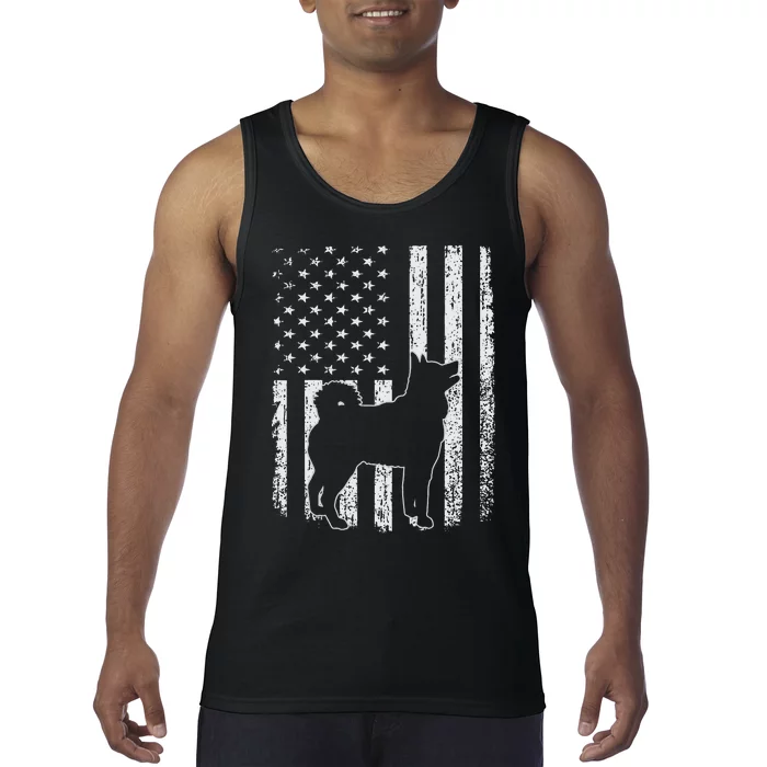 Retro Siberian Husky American Flag Dog Dad Dog Mom Tank Top