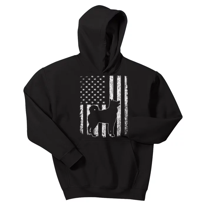 Retro Siberian Husky American Flag Dog Dad Dog Mom Kids Hoodie