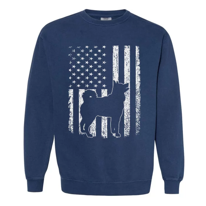 Retro Siberian Husky American Flag Dog Dad Dog Mom Garment-Dyed Sweatshirt