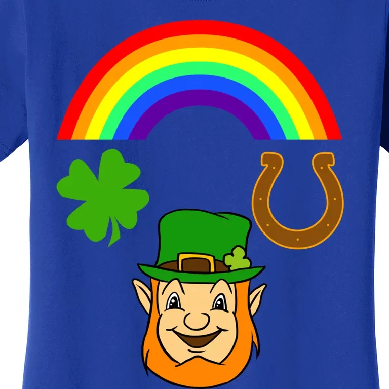 Rainbow Shamrock Horse Shoe Leprechaun St Patricks Gift Women's T-Shirt