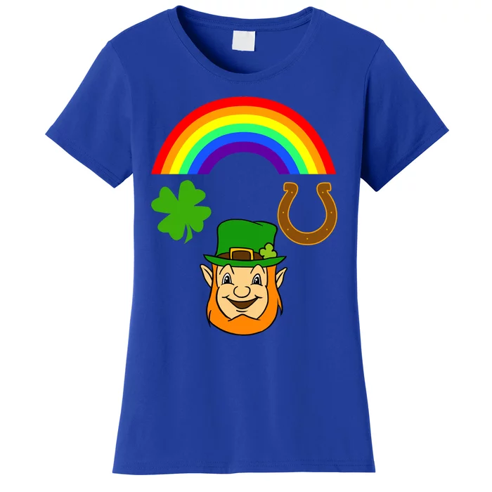 Rainbow Shamrock Horse Shoe Leprechaun St Patricks Gift Women's T-Shirt