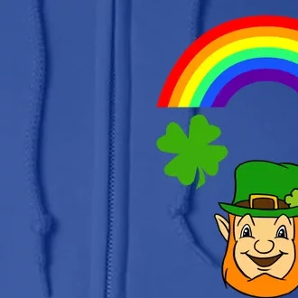 Rainbow Shamrock Horse Shoe Leprechaun St Patricks Gift Full Zip Hoodie