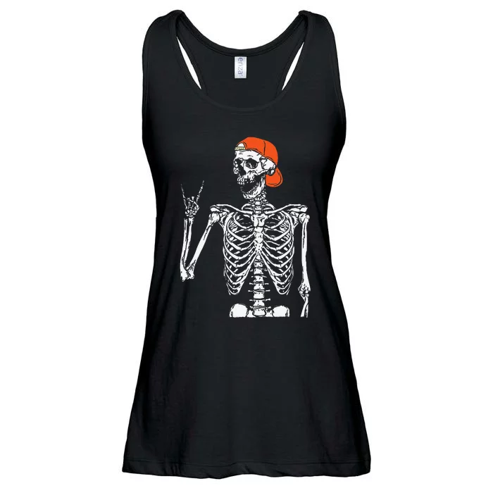 Rocker Skeleton Hand Rock On Costume Funny Halloween Gifts Ladies Essential Flowy Tank