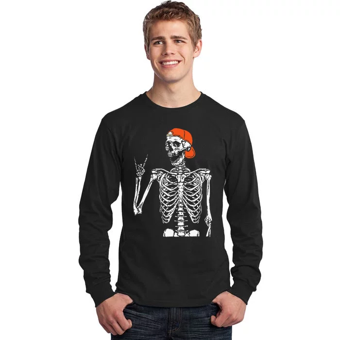 Rocker Skeleton Hand Rock On Costume Funny Halloween Gifts Tall Long Sleeve T-Shirt