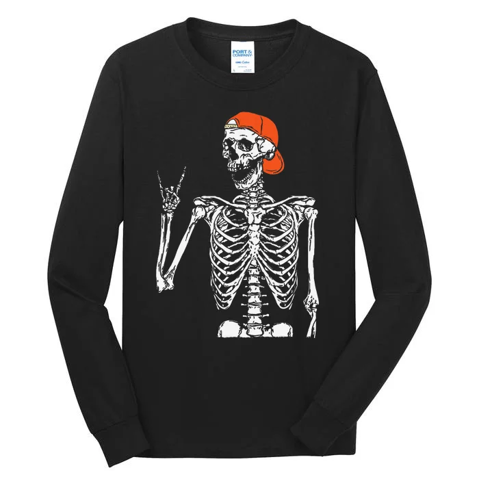 Rocker Skeleton Hand Rock On Costume Funny Halloween Gifts Tall Long Sleeve T-Shirt