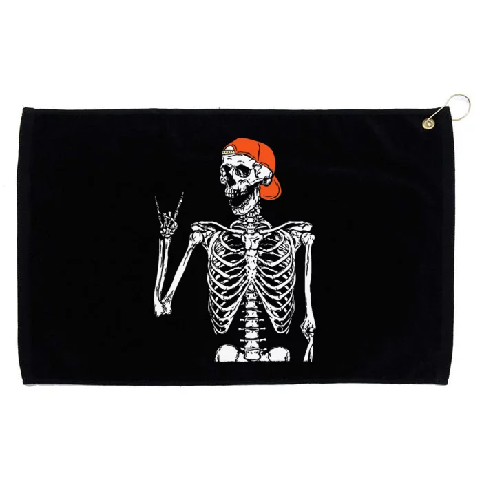 Rocker Skeleton Hand Rock On Costume Funny Halloween Gifts Grommeted Golf Towel