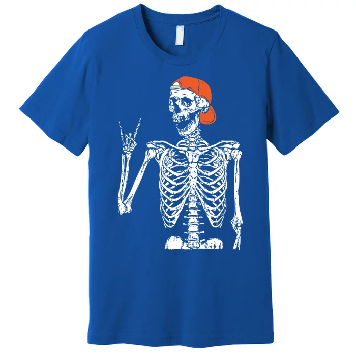 Rocker Skeleton Hand Rock On Costume Funny Halloween Funny Gift Cute Gift Premium T-Shirt