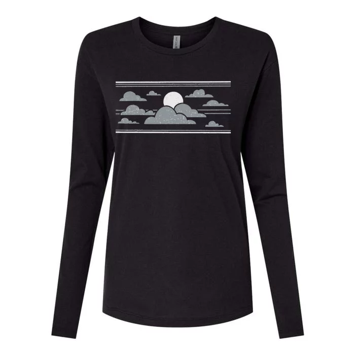 Retro Stormy Halloween Moon Womens Cotton Relaxed Long Sleeve T-Shirt