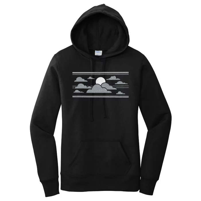 Retro Stormy Halloween Moon Women's Pullover Hoodie