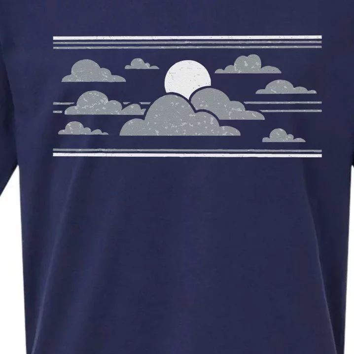 Retro Stormy Halloween Moon Sueded Cloud Jersey T-Shirt