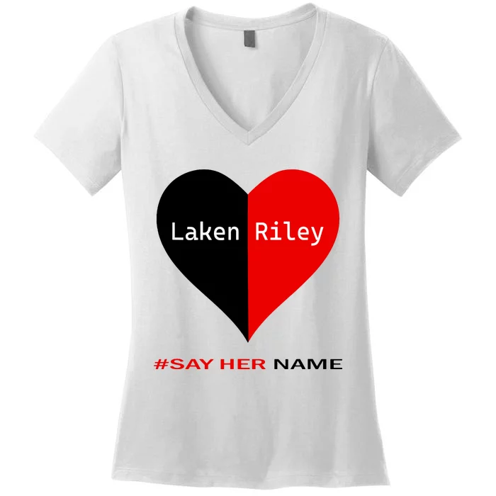 Retro Say Her Name Laken Riley Laken Riley Say Her Name Women's V-Neck T-Shirt