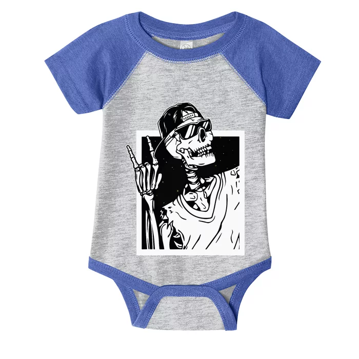 Rock Skeleton Hand Halloween Costume Funny Rocker Music Infant Baby Jersey Bodysuit