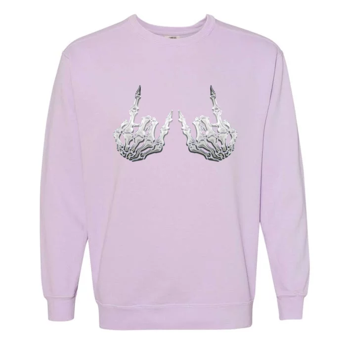 Rock Skeleton Hands Rock On Or Gift Garment-Dyed Sweatshirt