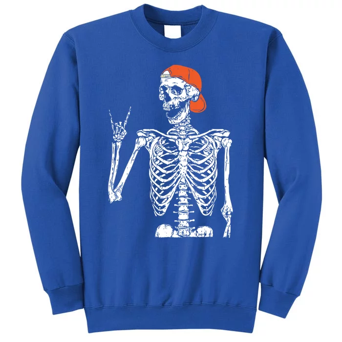 Rocker Skeleton Hand Rock On Costume Funny Halloween Funny Gift Tall Sweatshirt