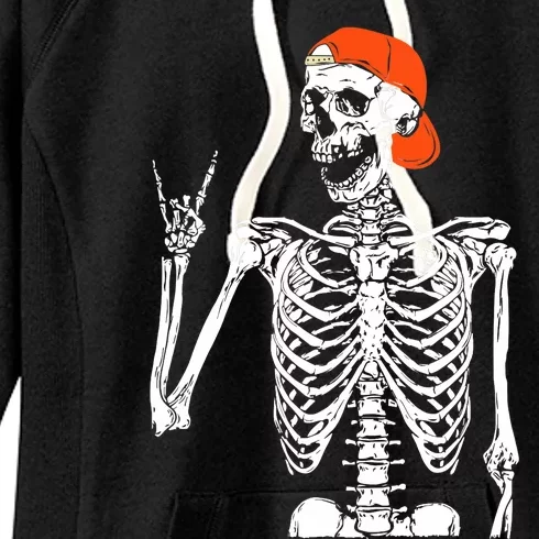 Rocker Skeleton Hand Rock On Costume Funny Halloween Gifts Women's Fleece Hoodie