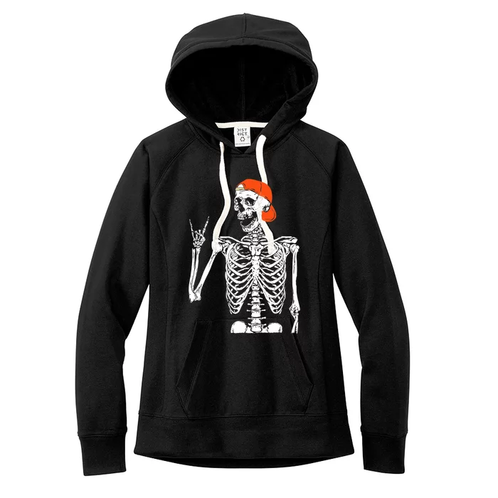 Rocker Skeleton Hand Rock On Costume Funny Halloween Gifts Women's Fleece Hoodie