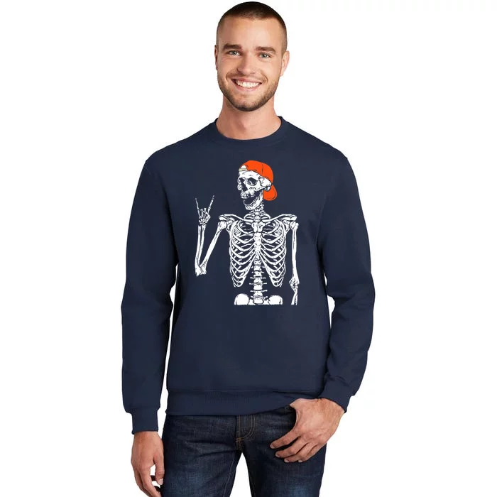 Rocker Skeleton Hand Rock On Costume Funny Halloween Gifts Tall Sweatshirt