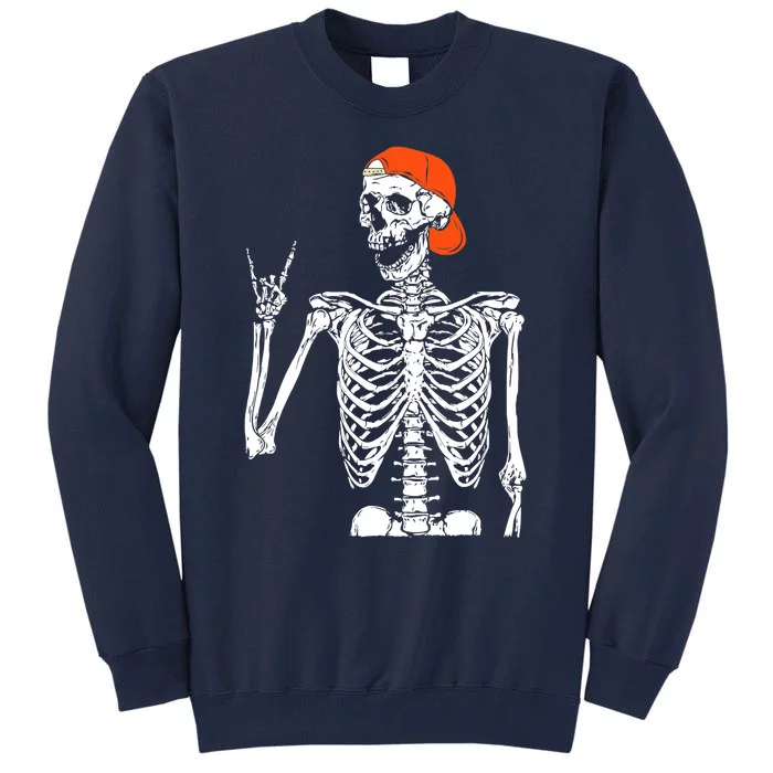 Rocker Skeleton Hand Rock On Costume Funny Halloween Gifts Tall Sweatshirt