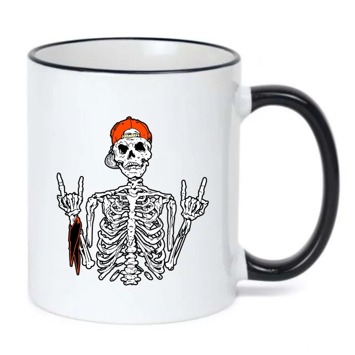 Rocker Skeleton Hand Rock On Costume Halloween Cool Gift Black Color Changing Mug