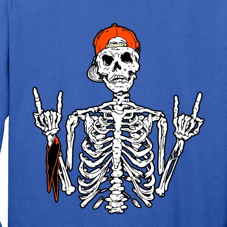 Rocker Skeleton Hand Rock On Costume Halloween Cool Gift Tall Long Sleeve T-Shirt