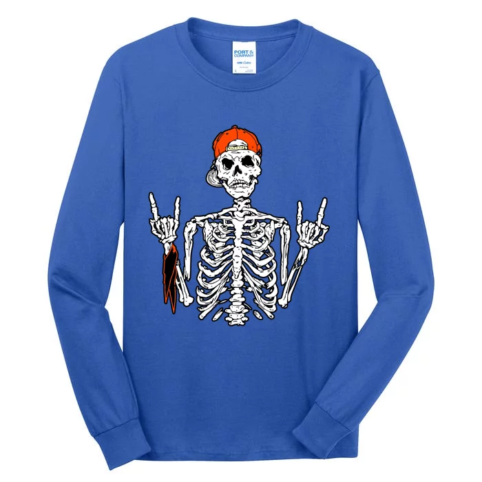 Rocker Skeleton Hand Rock On Costume Halloween Cool Gift Tall Long Sleeve T-Shirt