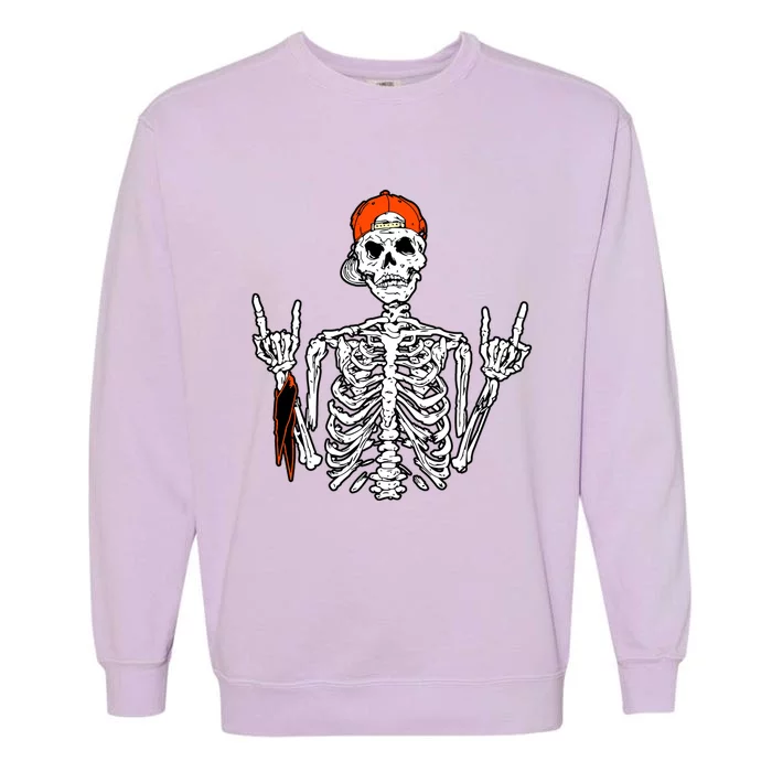 Rocker Skeleton Hand Rock On Costume Halloween Cool Gift Garment-Dyed Sweatshirt