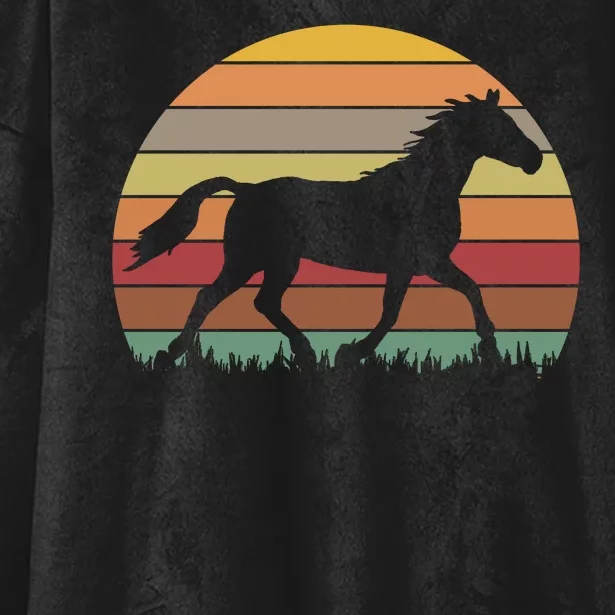 Retro Sunset Horse Hooded Wearable Blanket