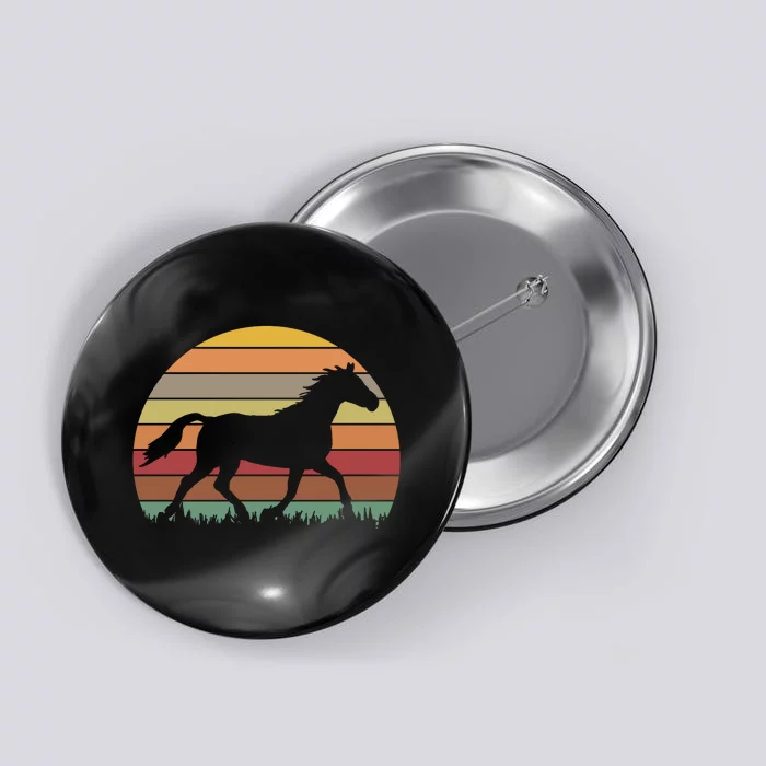 Retro Sunset Horse Button