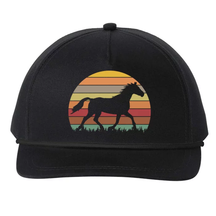 Retro Sunset Horse Snapback Five-Panel Rope Hat