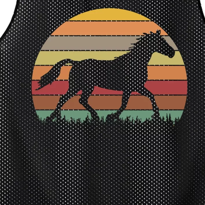 Retro Sunset Horse Mesh Reversible Basketball Jersey Tank