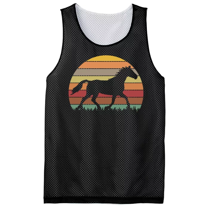 Retro Sunset Horse Mesh Reversible Basketball Jersey Tank