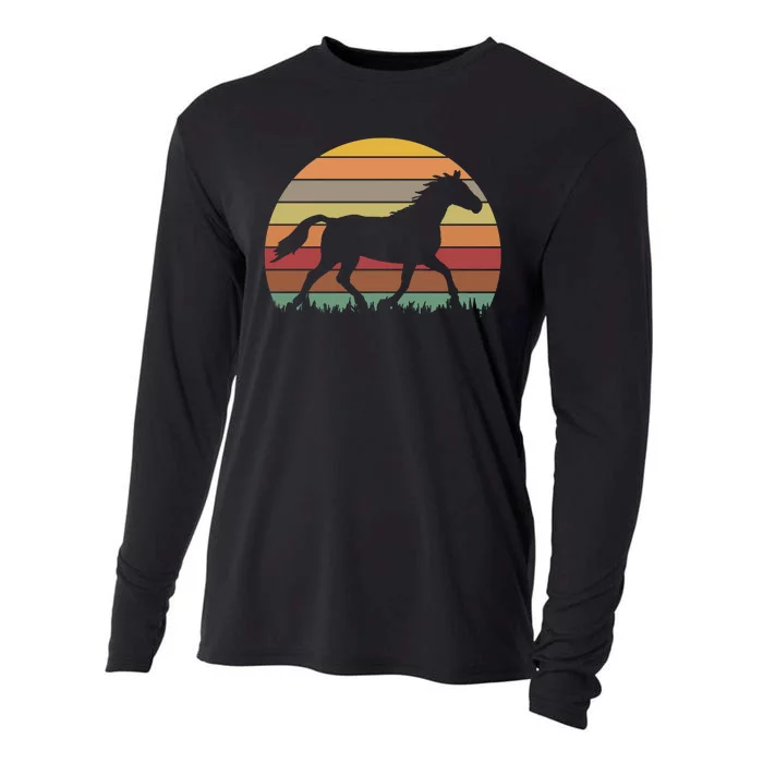 Retro Sunset Horse Cooling Performance Long Sleeve Crew