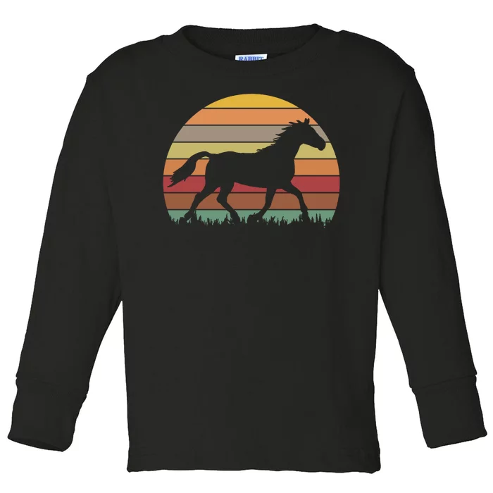 Retro Sunset Horse Toddler Long Sleeve Shirt