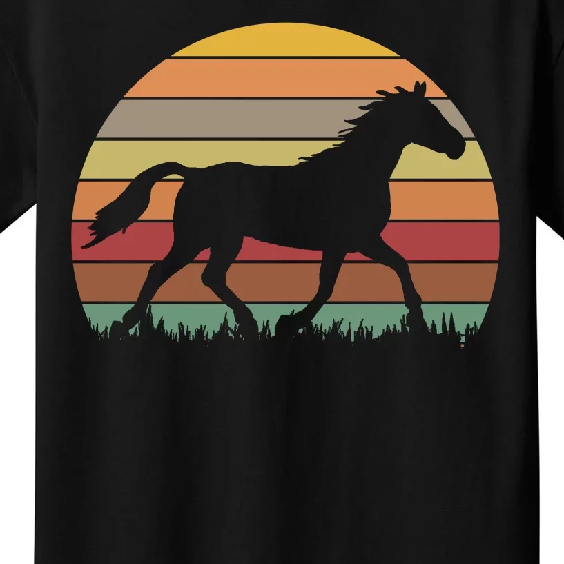 Retro Sunset Horse Kids T-Shirt