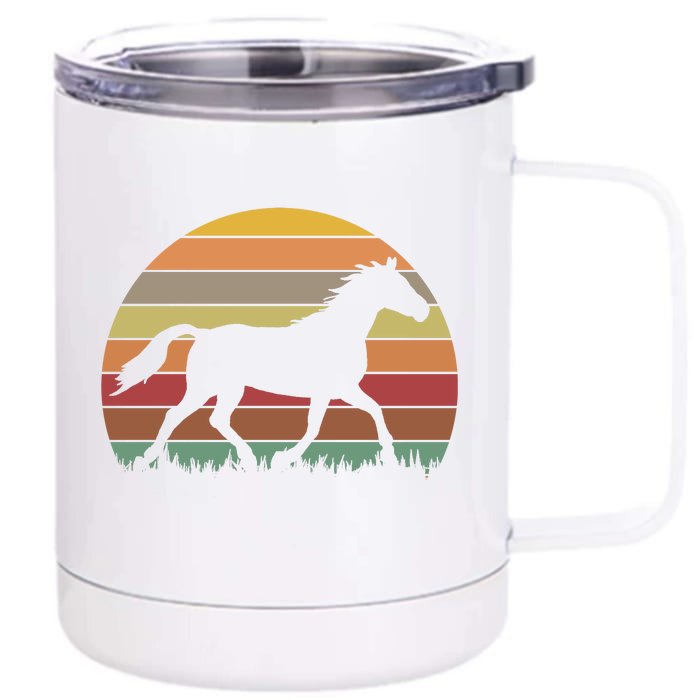 Retro Sunset Horse Front & Back 12oz Stainless Steel Tumbler Cup