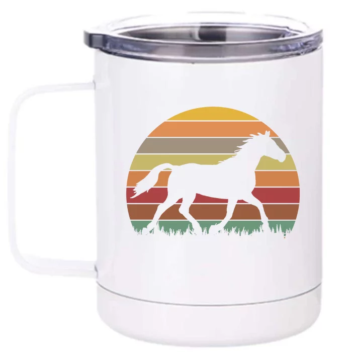 Retro Sunset Horse Front & Back 12oz Stainless Steel Tumbler Cup