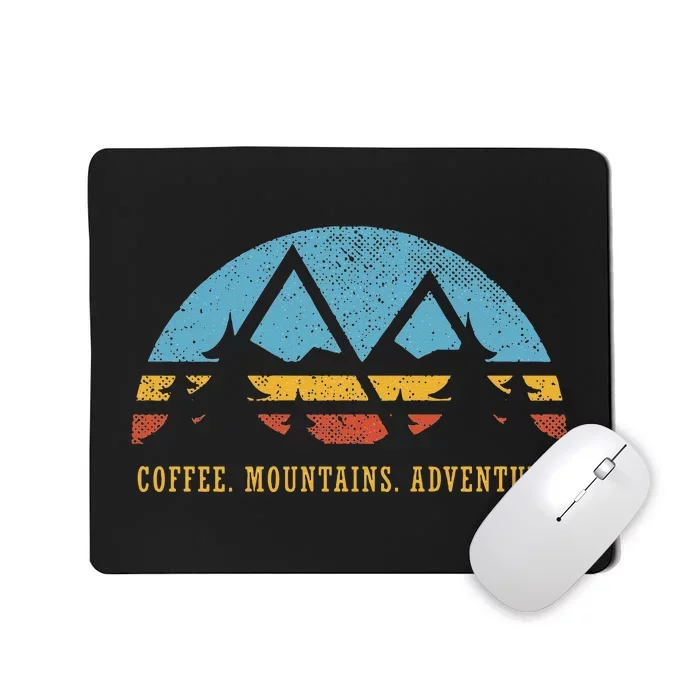 Retro Sunset Hiking Coffee Mountains Adventure Mousepad