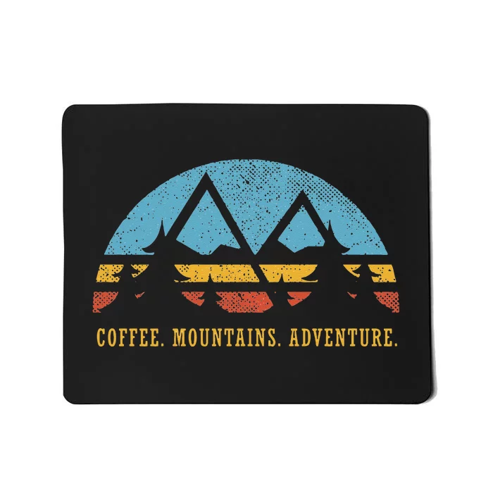 Retro Sunset Hiking Coffee Mountains Adventure Mousepad