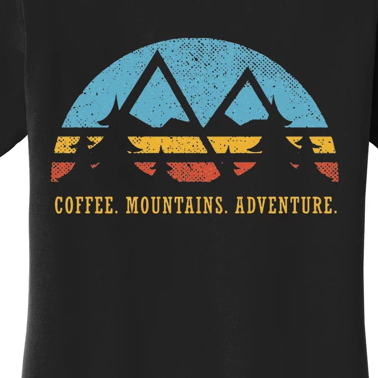 Retro Sunset Hiking Coffee Mountains Adventure Women's T-Shirt