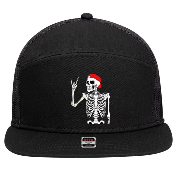 Rocker Skeleton Hand Rock Halloween Costume Scary Creatures 7 Panel Mesh Trucker Snapback Hat