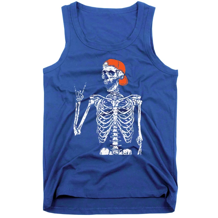 Rocker Skeleton Hand Rock On Costume Funny Halloween Gifts Funny Tank Top