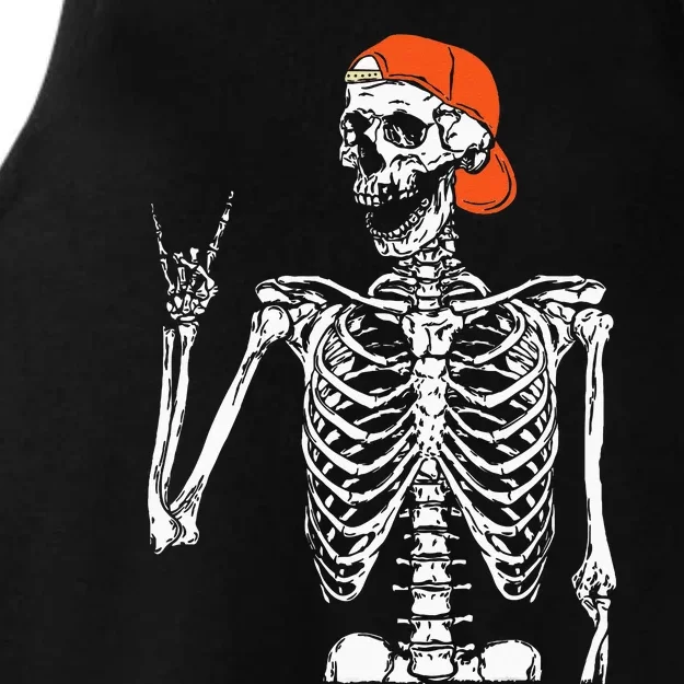 Rocker Skeleton Hand Rock On Costume Funny Halloween Gifts Ladies Tri-Blend Wicking Tank