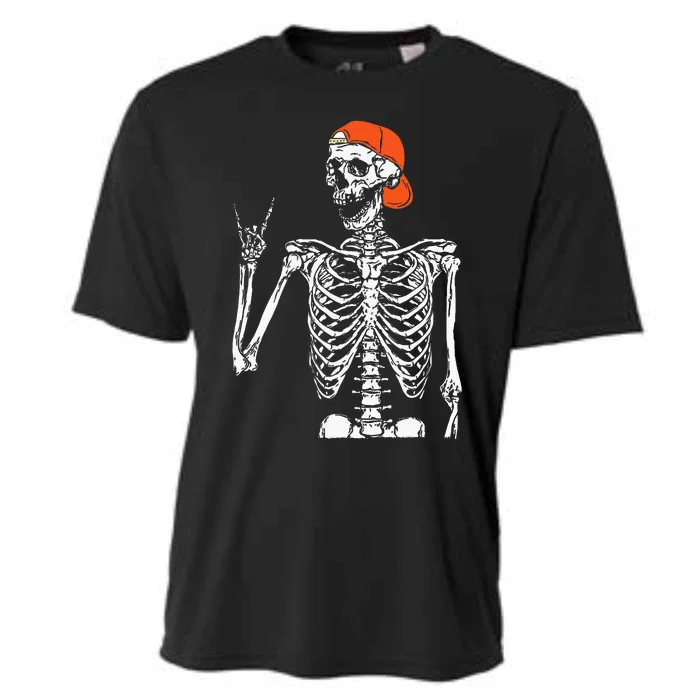 Rocker Skeleton Hand Rock On Costume Funny Halloween Gifts Cooling Performance Crew T-Shirt