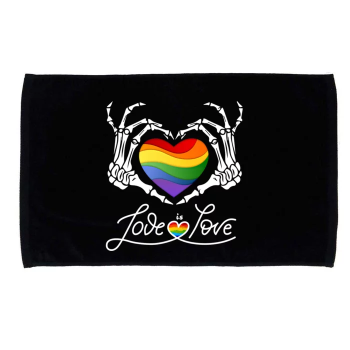 Rainbow Skeleton Heart Love Is Love Lgbt Gay Lesbian Pride Gift Microfiber Hand Towel