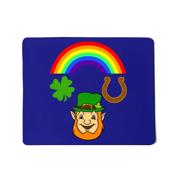 Rainbow Shamrock Horse Shoe Leprechaun St Patricks Gift Mousepad