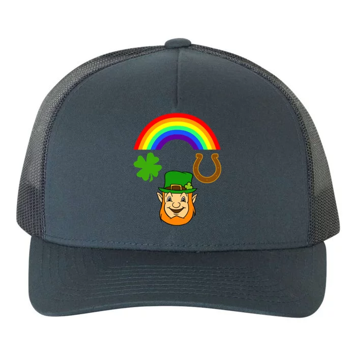 Rainbow Shamrock Horse Shoe Leprechaun St Patricks Gift Yupoong Adult 5-Panel Trucker Hat