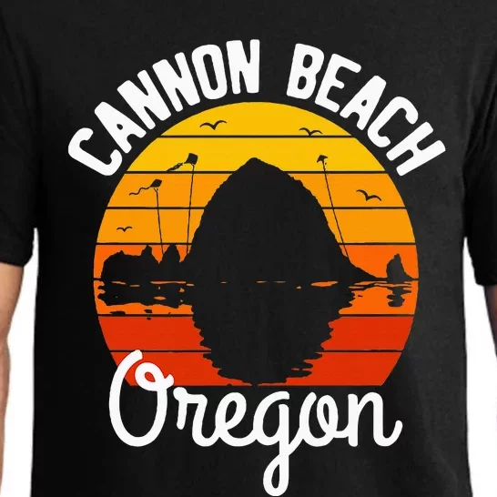 Retro Sunset Haystack Rock Souvenir Cannon Beach Pajama Set